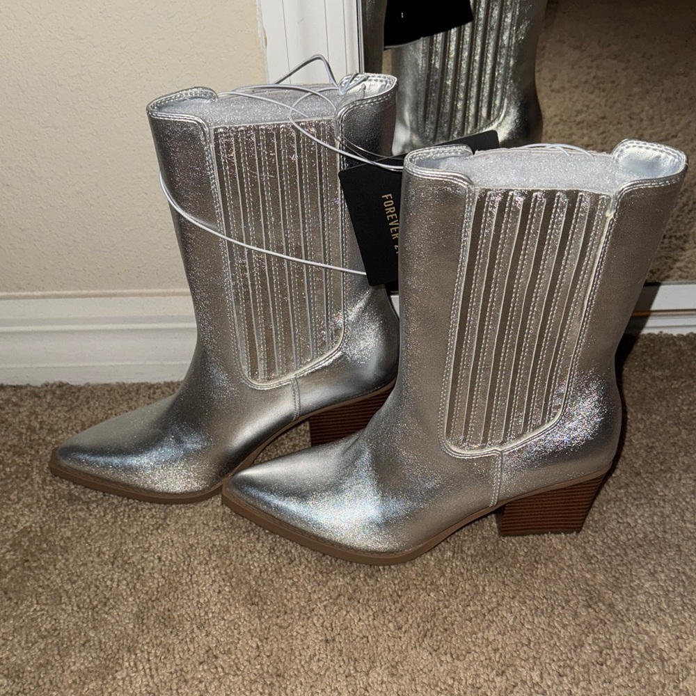 Forever 21 Metallic Heeled Boots